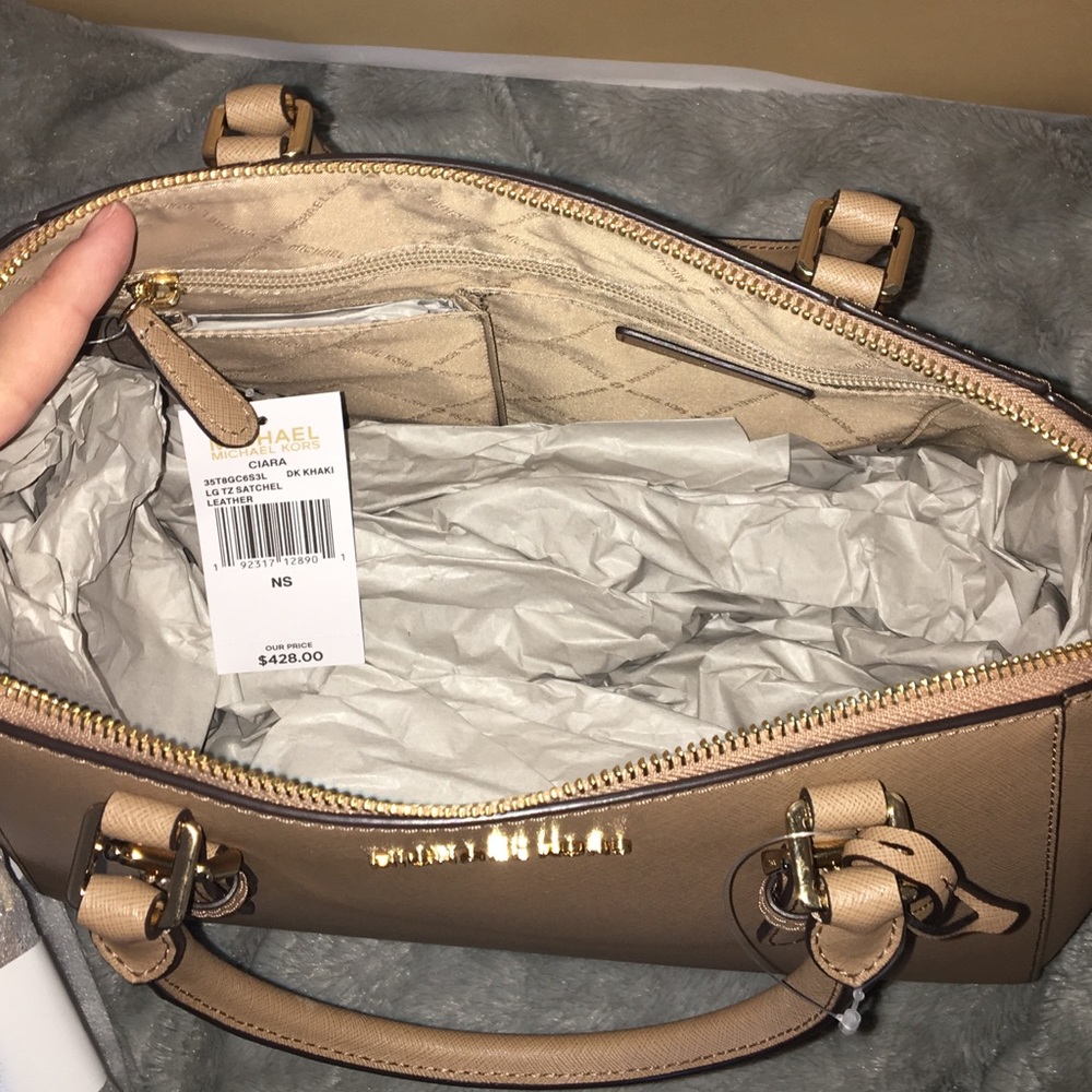 Michael Kors Ciara large TZ satchel khaki wallet - Picture 3 of 8